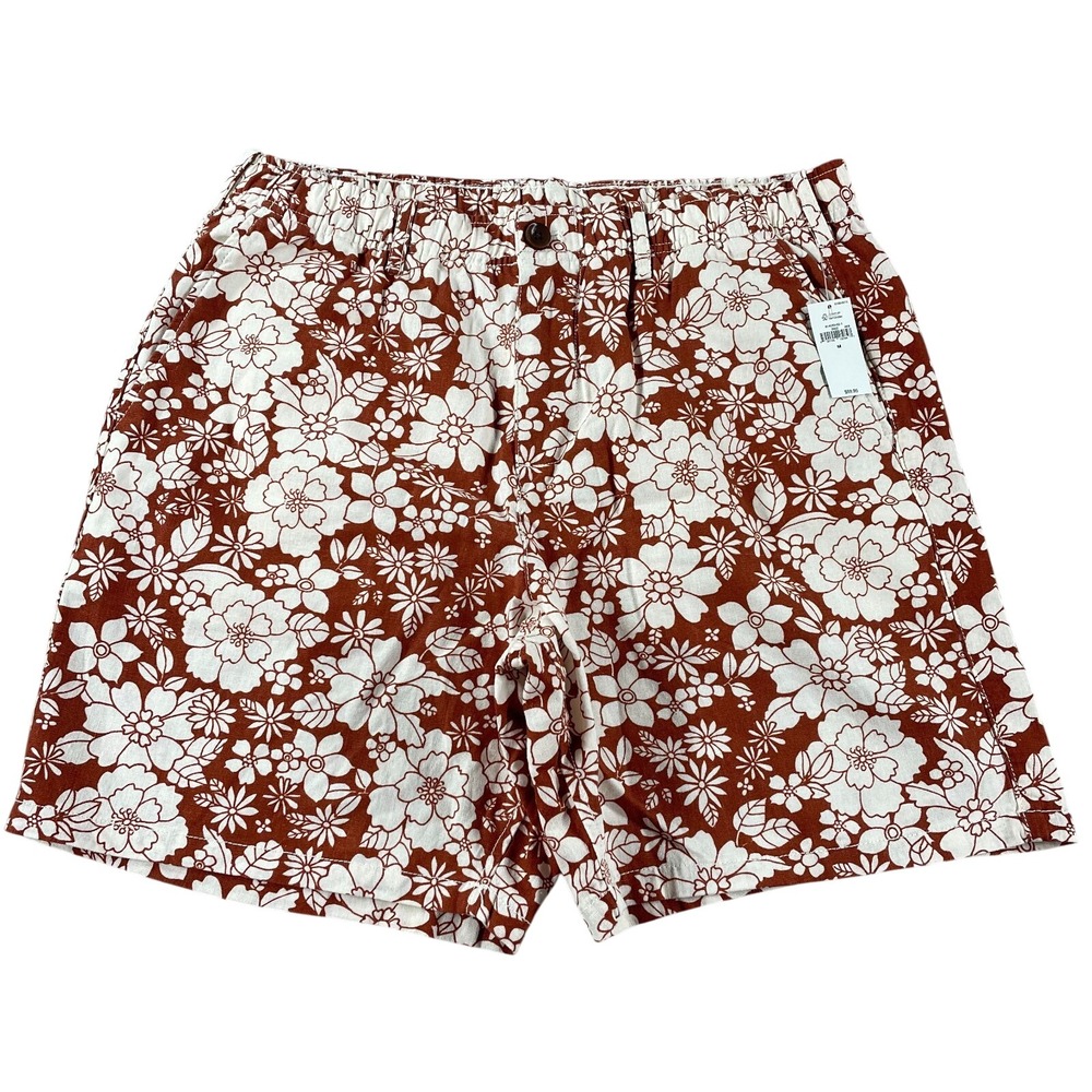Gap Men's Floral Shorts Size Medium Orange Tropical 7 Inch Casual Chino NWT NEW